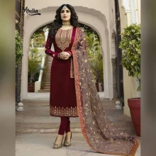 Semi-stiched Georgette Embroidery Work Free Size Exclusive Designer - Salwar kameez Suits for Women